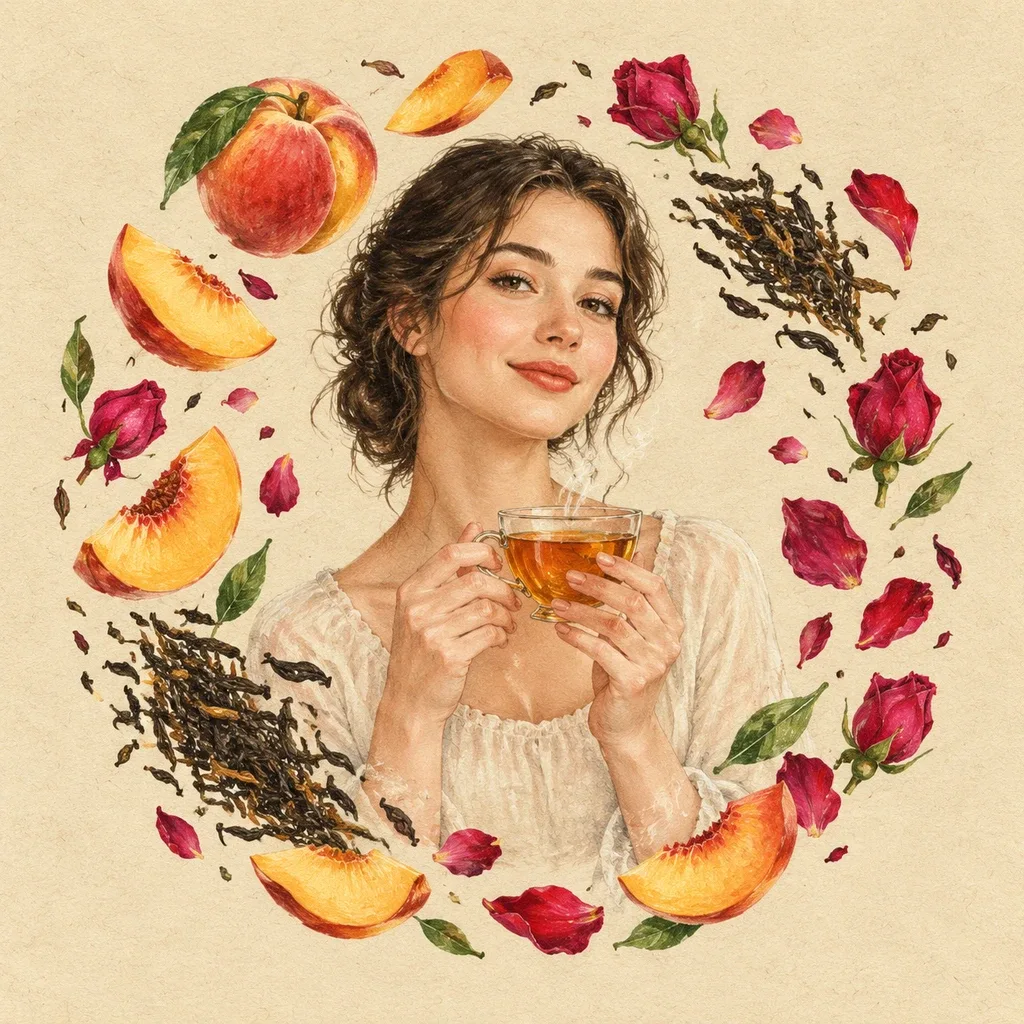 دمنوش هلو و گل‌رز