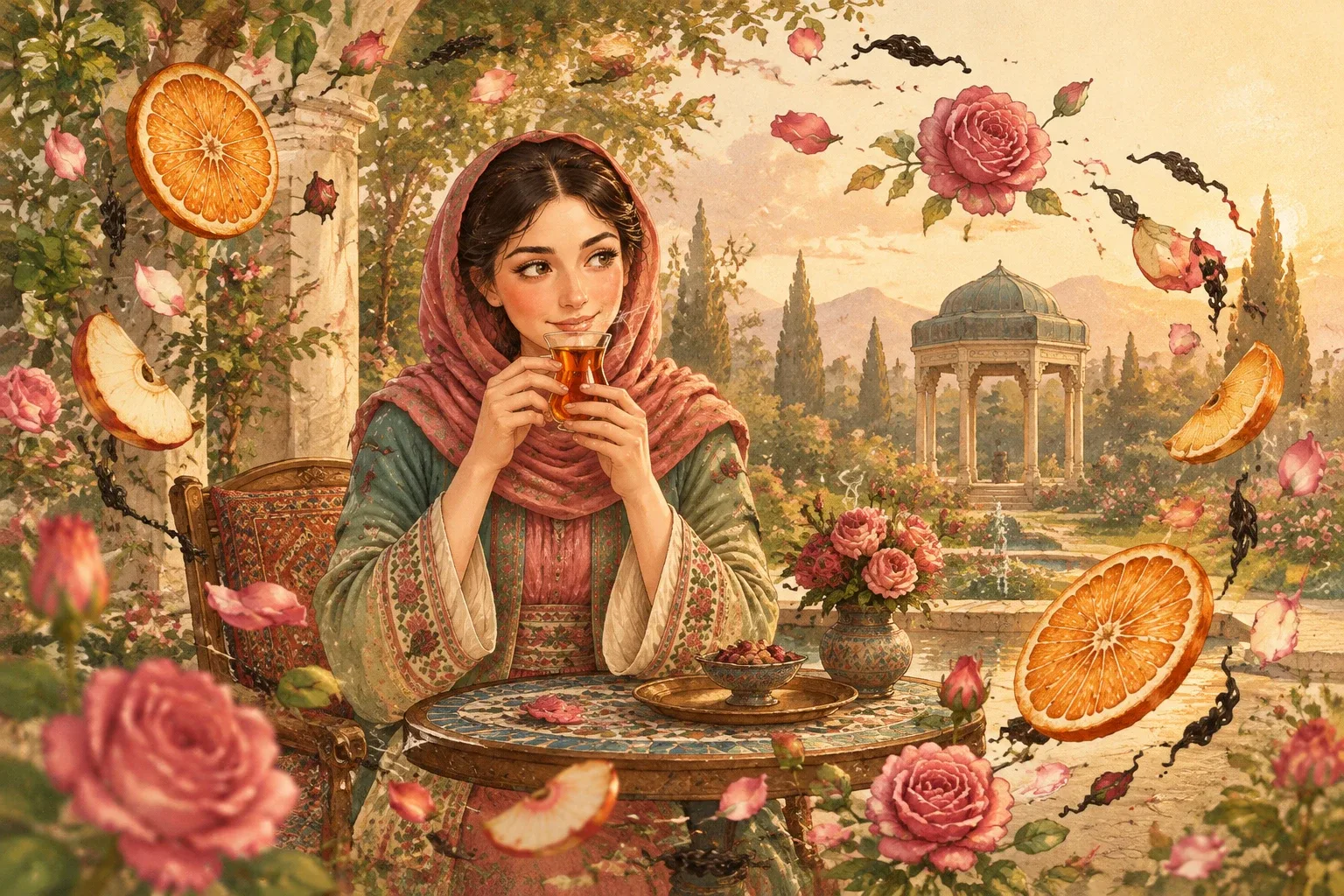 دمنوش پرتقال و گل‌رز 4