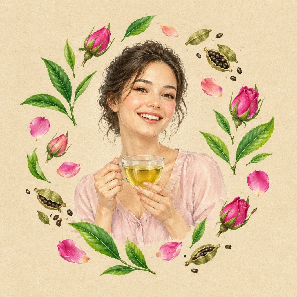 دمنوش چای سبز گل‌محمدی